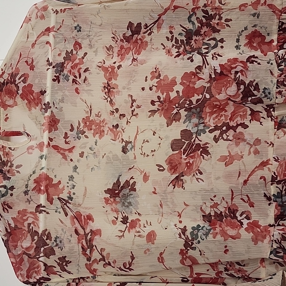 Sundance Floral Sheer Romantic Gardencore Beautiful Blouse Red & Cream Size XXL - Picture 7 of 8